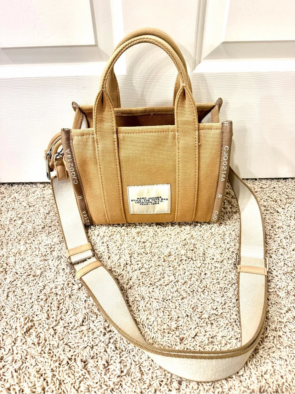 Marc Jacobs Tan Canvas Mini Tote with Adjustable Strap